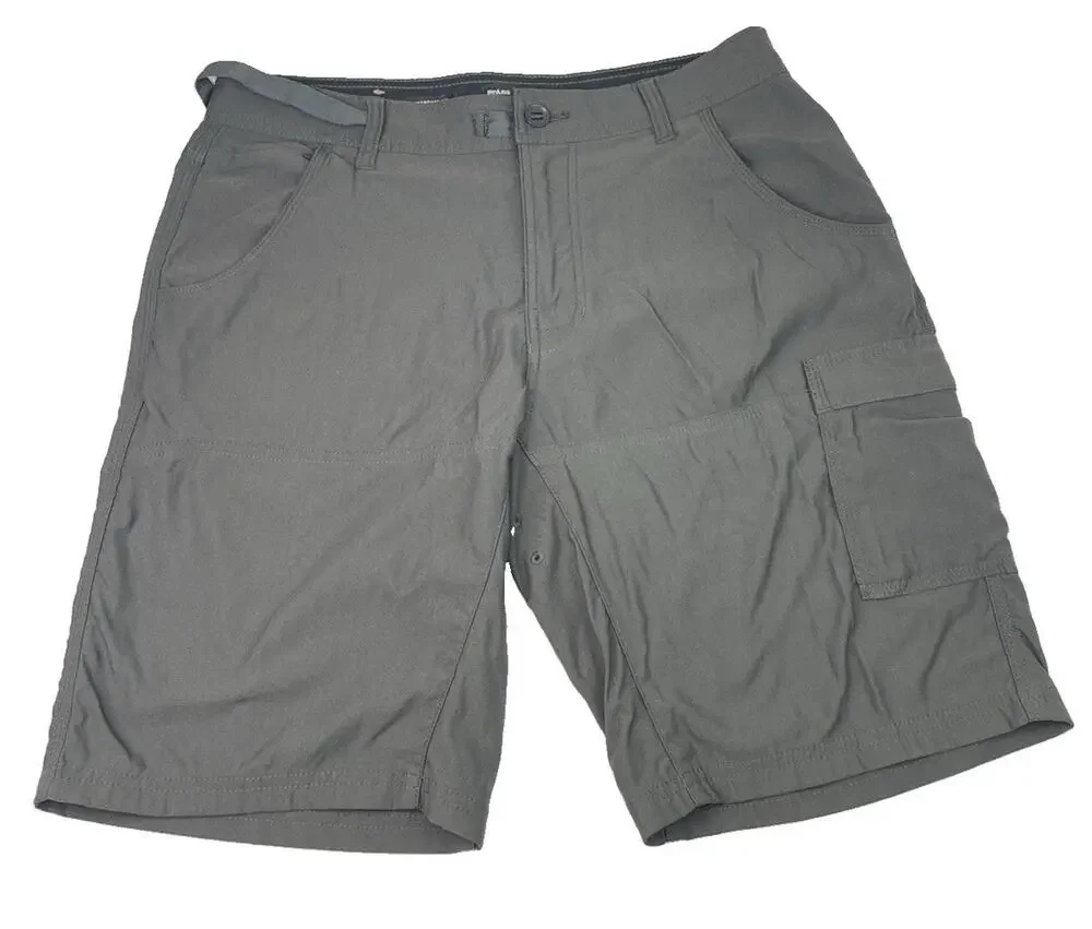 Prana Stretch Zion II Cargo Shorts Mens 32/10 Gray Nylon Mix Outdoor Hiking Flaw